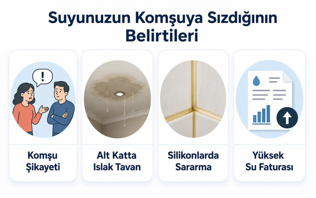 Alt komşuya su sızıntısı belirtiler
