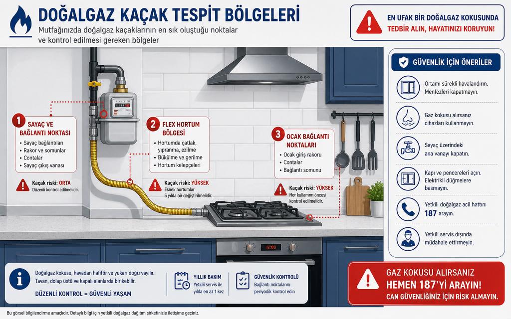 Doğalgaz kaçağı infografik