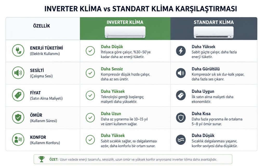 Inverter vs standart klima karşılaştırma