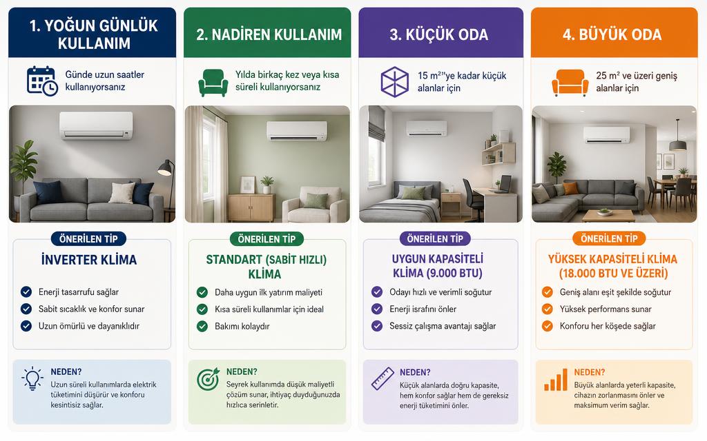 Inverter vs standart klima belirtiler