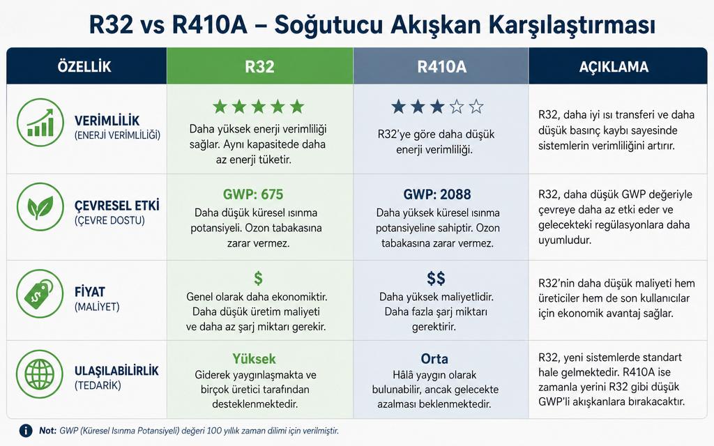 Klima gazı bitme karşılaştırma