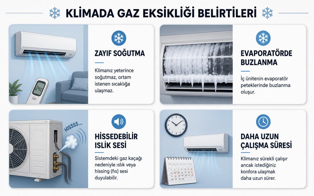 Klima gazı bitme belirtiler