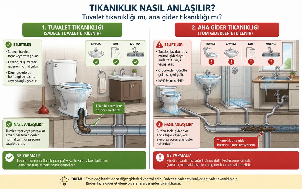 Klozet taşması ana gider karşılaştırma