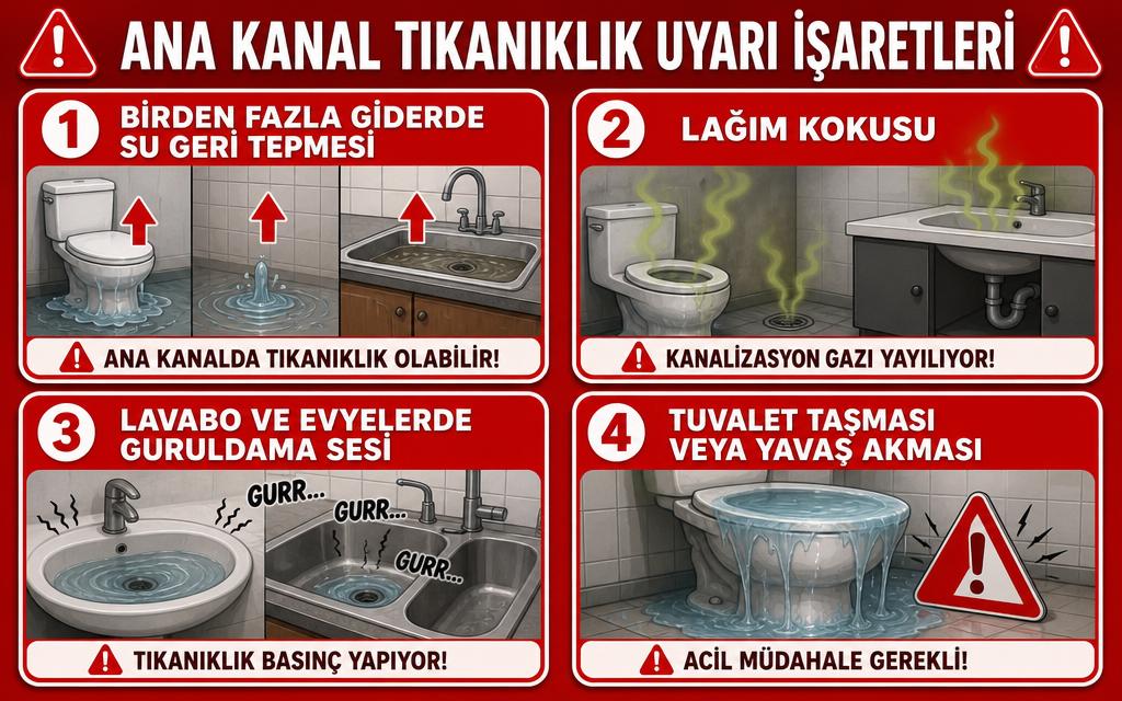 Klozet taşması ana gider belirtiler