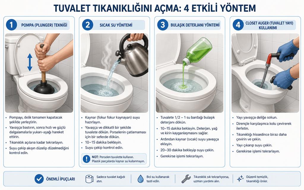 Klozet tıkanıklığı DIY infografik
