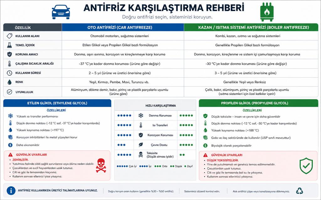 Antifriz karşılaştırma