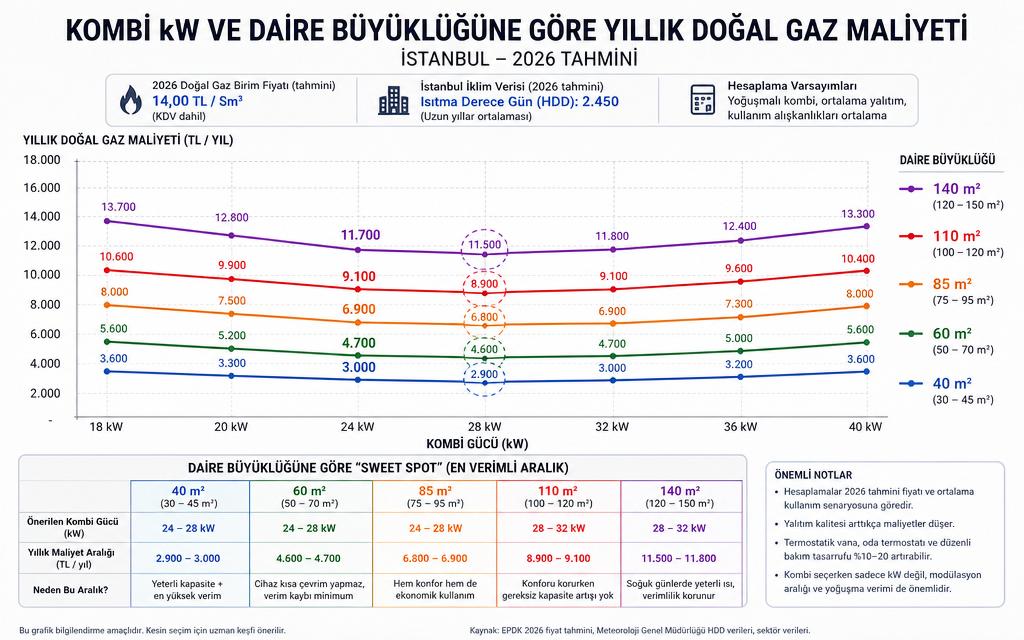 Kombi kW seçimi grafik