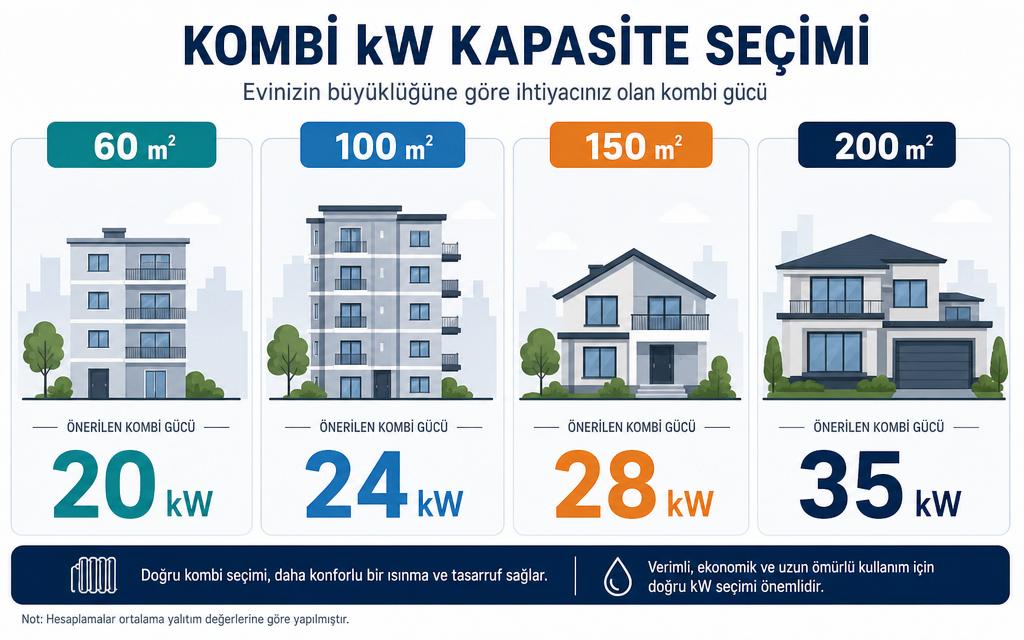 Kombi kW seçimi infografik