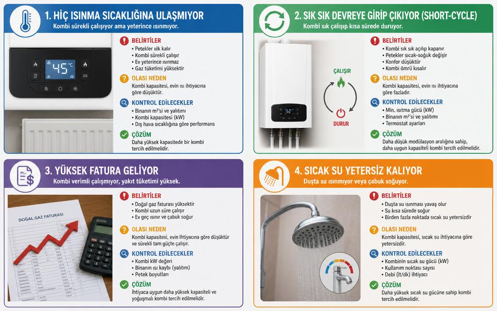 Kombi kW seçimi belirtiler