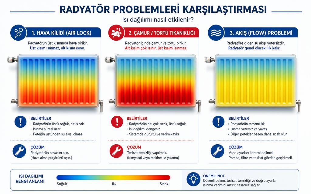 Radyatör problemleri karşılaştırma