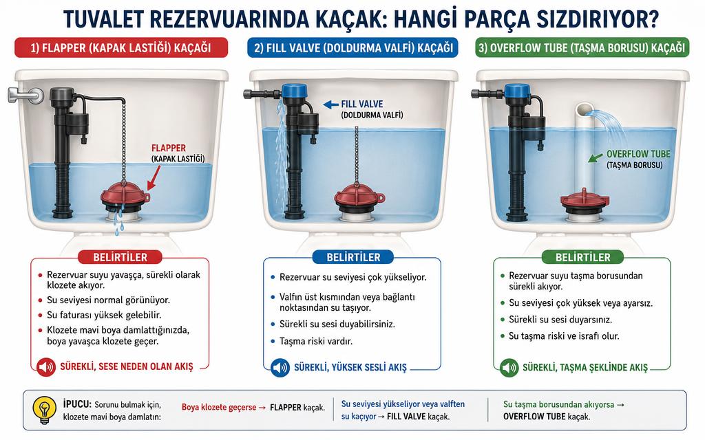 Rezervuar sürekli akıyor karşılaştırma