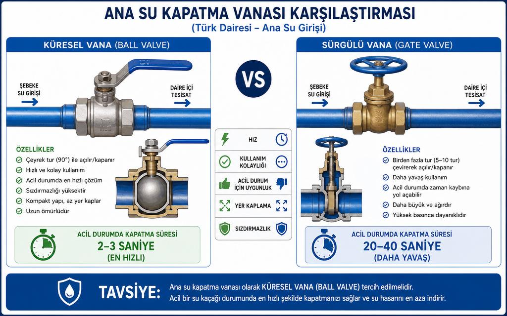 Su patlaması müdahale karşılaştırma