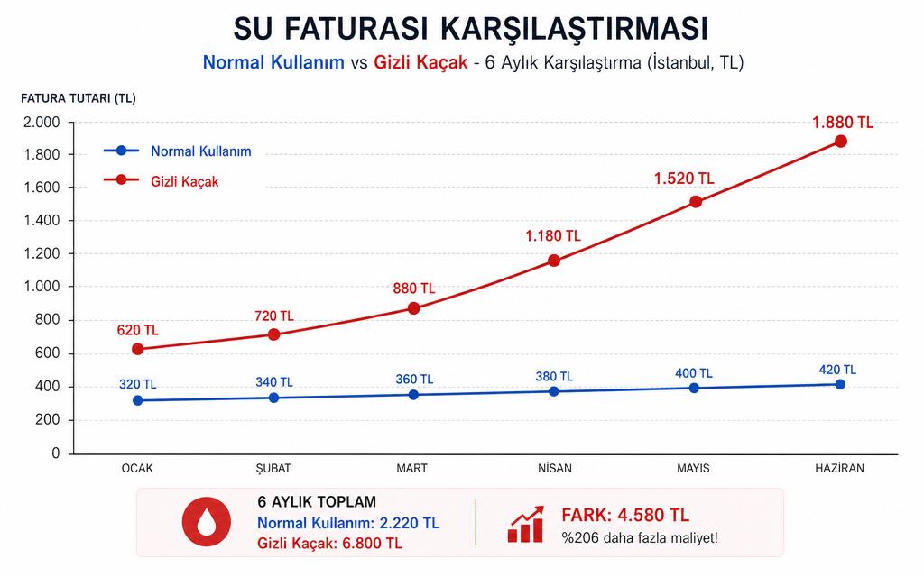 Su sayacı gizli kaçak grafik