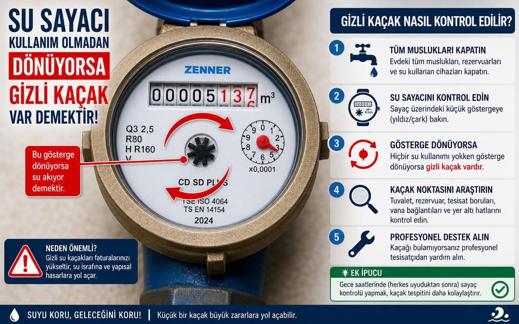Su sayacı gizli kaçak infografik