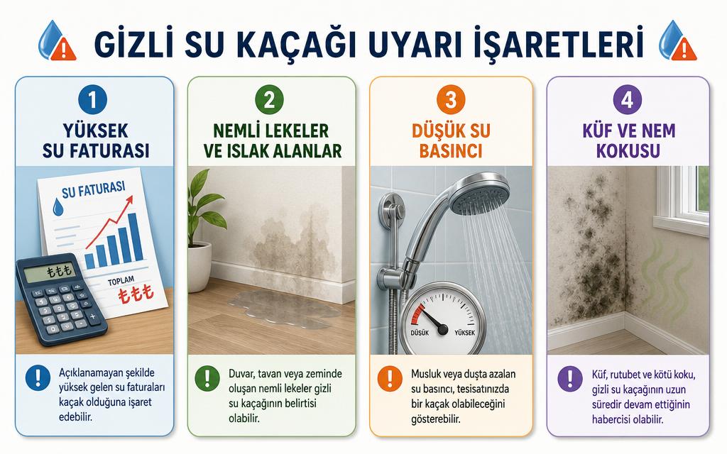 Su sayacı gizli kaçak belirtiler