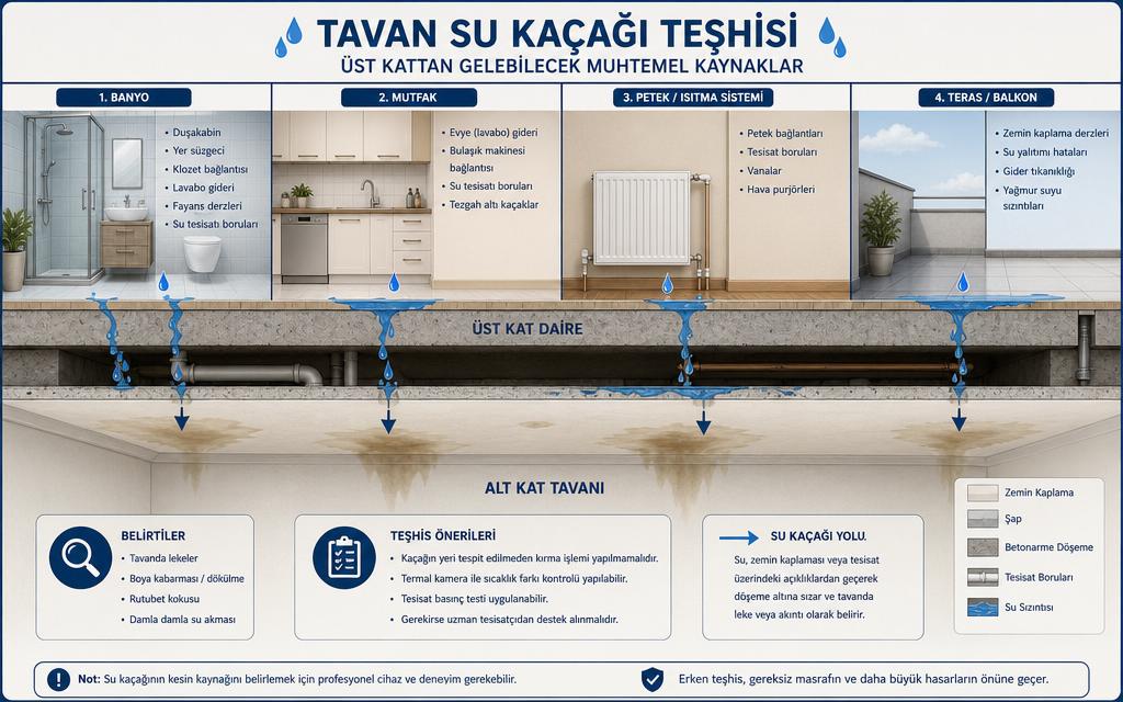 Tavandan su sızıntısı infografik