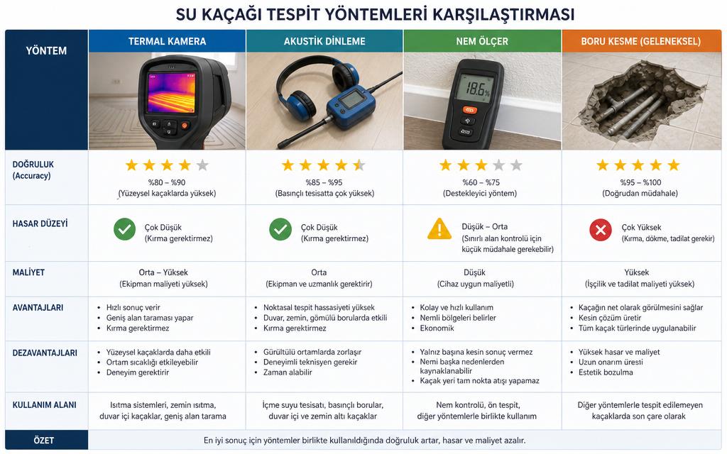 Termal kamera kaçak tespiti karşılaştırma