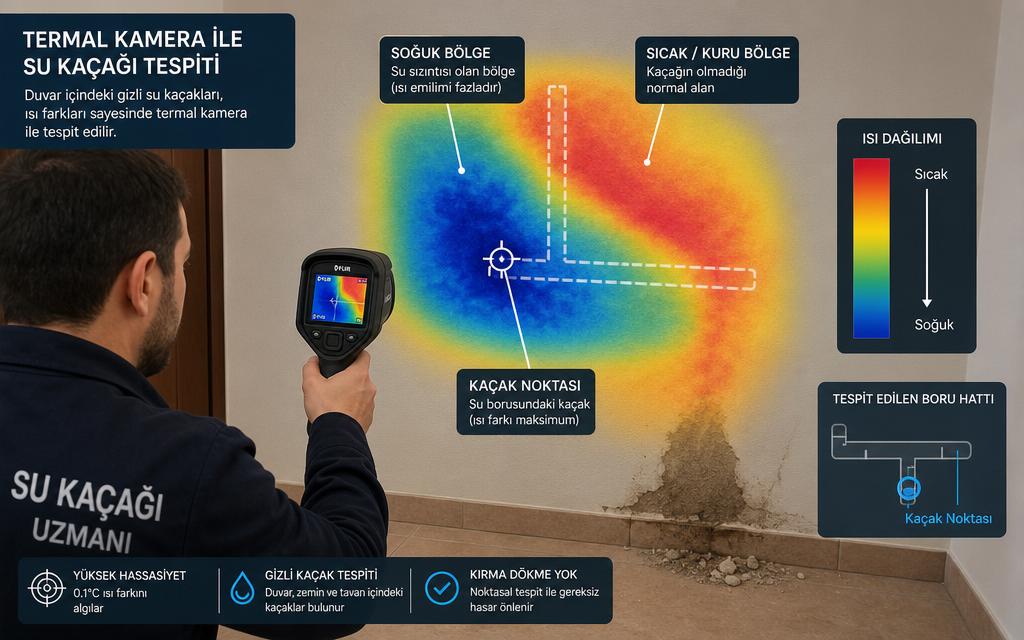 Termal kamera kaçak tespiti infografik