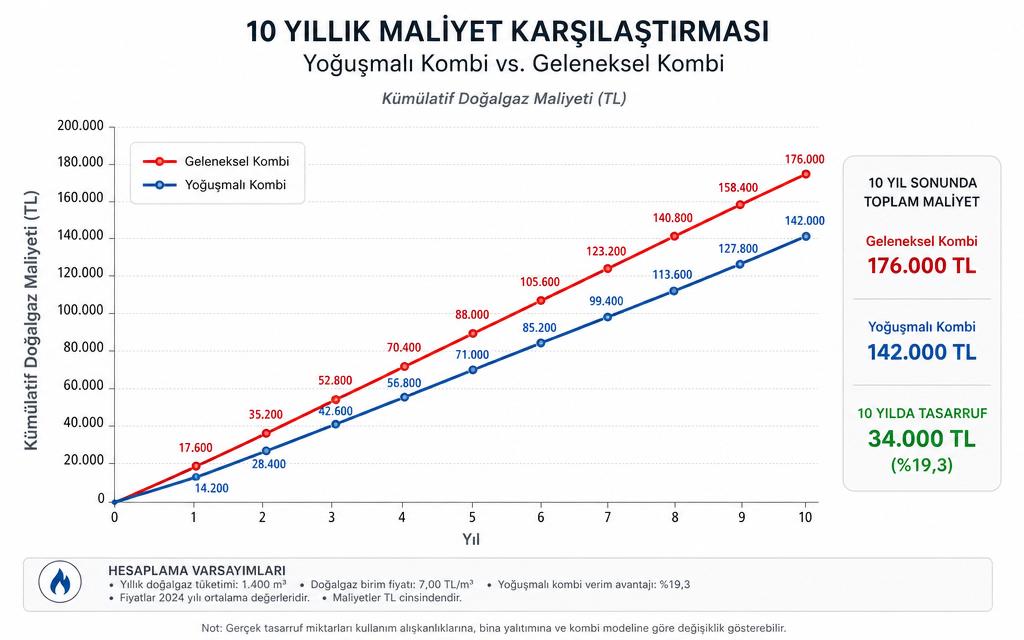 10 yıllık maliyet grafiği